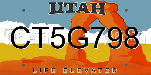 CT5G798 Utah License Plate