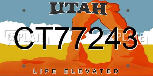 CT77243 Utah License Plate