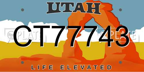 CT77743 Utah License Plate