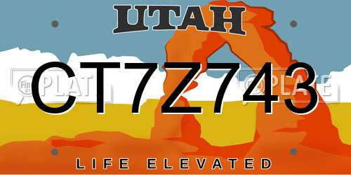 CT7Z743 Utah License Plate