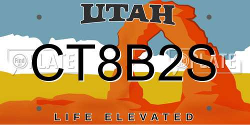 CT8B2S Utah License Plate