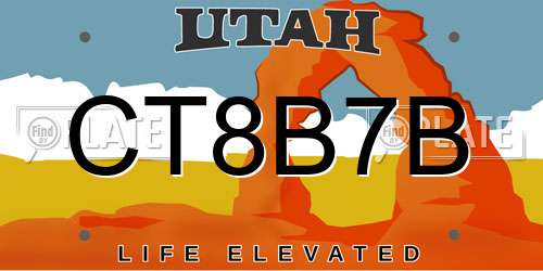 CT8B7B Utah License Plate
