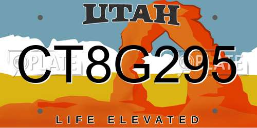 CT8G295 Utah License Plate