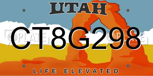 CT8G298 Utah License Plate