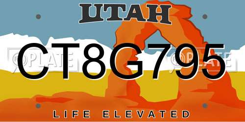 CT8G795 Utah License Plate