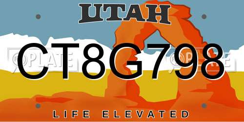 CT8G798 Utah License Plate
