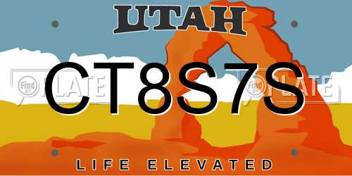 CT8S7S Utah License Plate