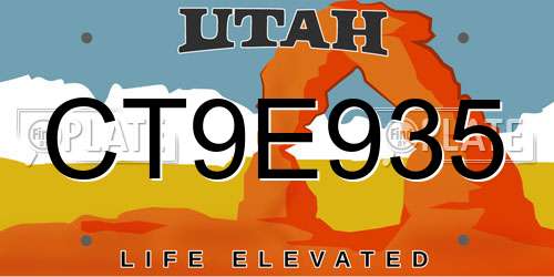 CT9E935 Utah License Plate