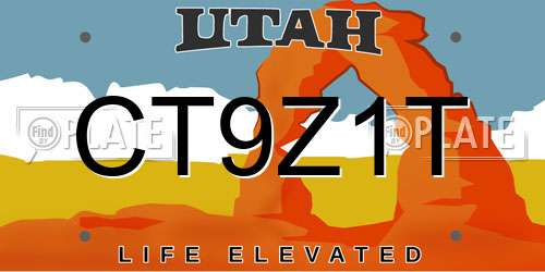 CT9Z1T Utah License Plate
