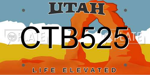 CTB525 Utah License Plate