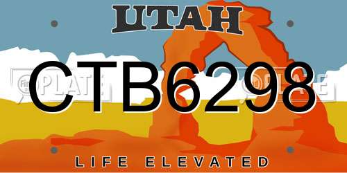 CTB6298 Utah License Plate