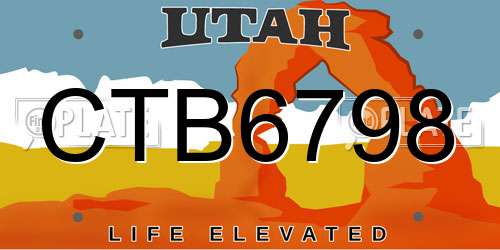 CTB6798 Utah License Plate