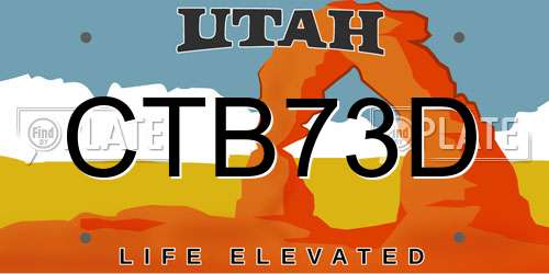 CTB73D Utah License Plate