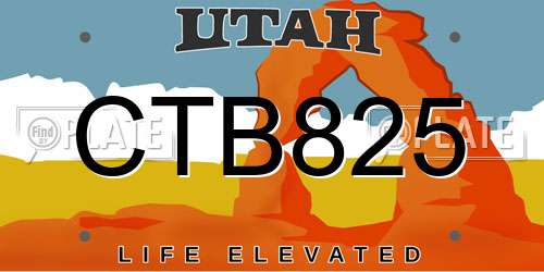 CTB825 Utah License Plate