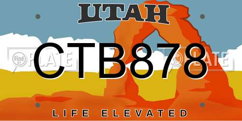 CTB878 Utah License Plate