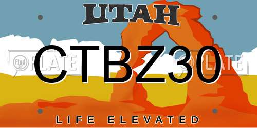 CTBZ30 Utah License Plate