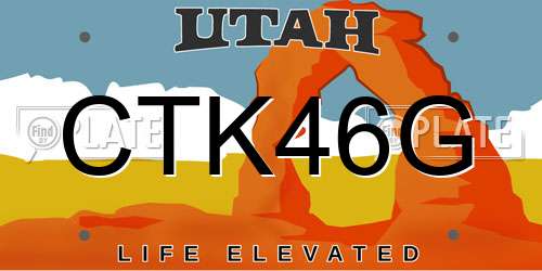 CTK46G Utah License Plate
