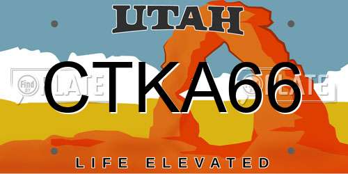 CTKA66 Utah License Plate