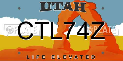 CTL74Z Utah License Plate