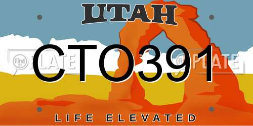 CTO391 Utah License Plate