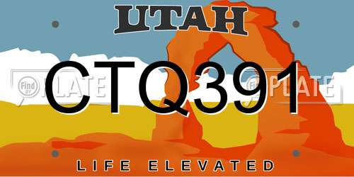 CTQ391 Utah License Plate