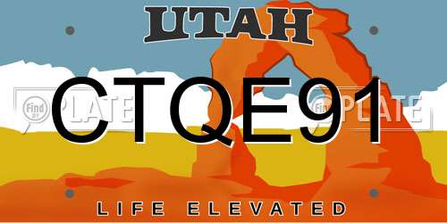 CTQE91 Utah License Plate