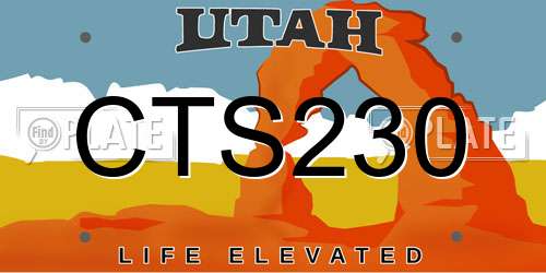 CTS230 Utah License Plate