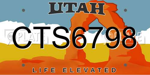 CTS6798 Utah License Plate