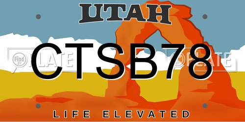 CTSB78 Utah License Plate