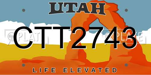 CTT2743 Utah License Plate