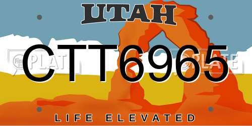 CTT6965 Utah License Plate
