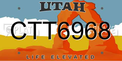 CTT6968 Utah License Plate