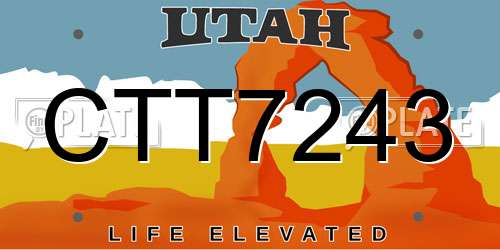 CTT7243 Utah License Plate