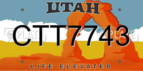 CTT7743 Utah License Plate