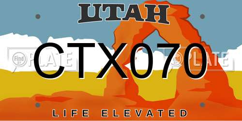 CTX070 Utah License Plate