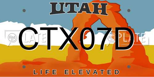 CTX07D Utah License Plate