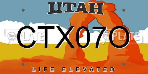 CTX07O Utah License Plate