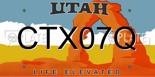 CTX07Q Utah License Plate