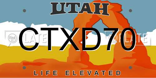CTXD70 Utah License Plate