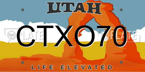 CTXO70 Utah License Plate