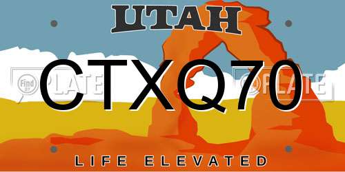 CTXQ70 Utah License Plate