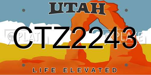 CTZ2243 Utah License Plate
