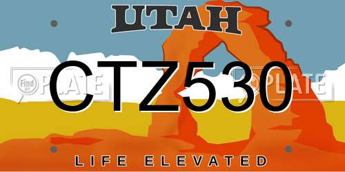 CTZ530 Utah License Plate