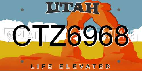 CTZ6968 Utah License Plate