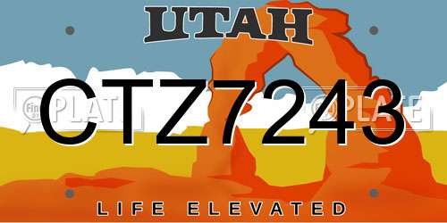 CTZ7243 Utah License Plate