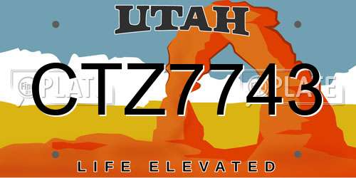CTZ7743 Utah License Plate