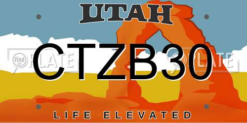 CTZB30 Utah License Plate