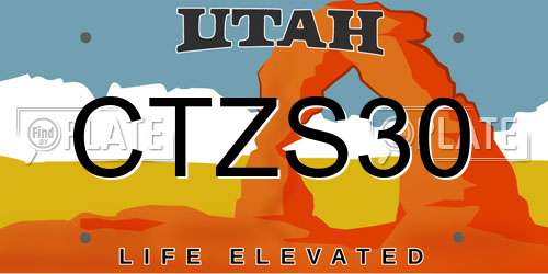 CTZS30 Utah License Plate