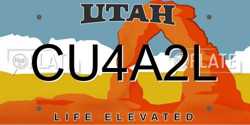 CU4A2L Utah License Plate