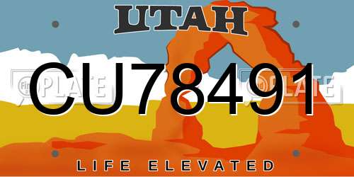 CU78491 Utah License Plate